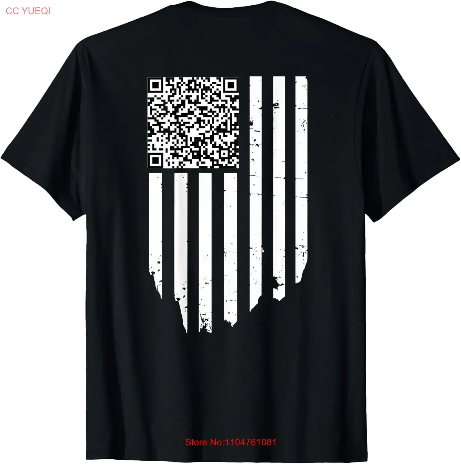 Divertido código de escaneo QR bailando bandera de EE. UU. camiseta vintage lavada Casual Unisex homme cómodo suave versátil estirado ligeramente