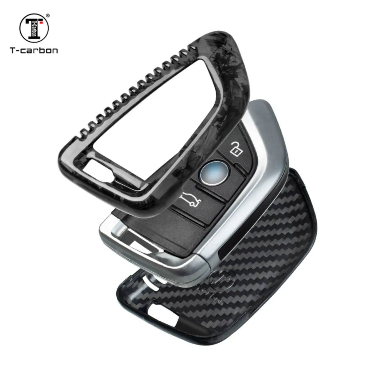 T-carbon Carbon Fiber Car Key Case Cover Fit For BMW F20 G20 G30 X1 G05 X6 X7 Key Fob Shell Car Interior Accessories