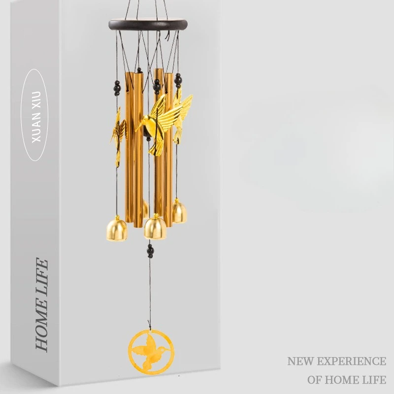 Animal Wind Chime Hanging Decorations Metal Tube Small Bell Doorbell Garden Home Pendant Hummingbird Butterfly Owl Wind Chime