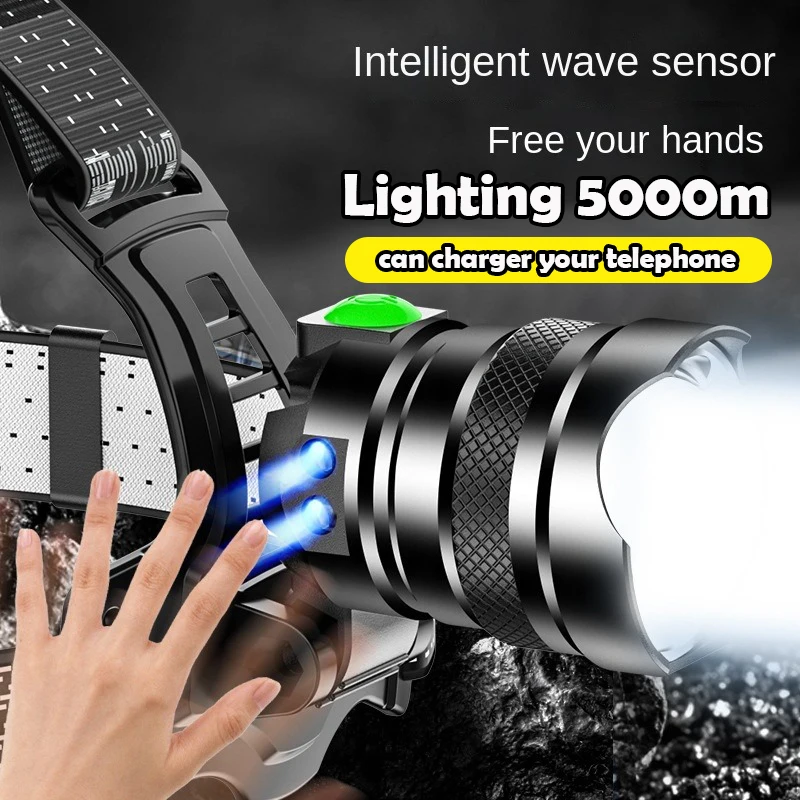 

Fishing Lantern12000000 Lumens Shot Long Wick High Powerful Sensor lamp Torch Zoom Xhp70 light Type-c Rechargeable