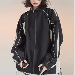 Vintage Y2k Windbreaker Jacket Women Oversize Korean Fashion Harajuku Streetwear Track Jackets Outdoor Spring Autumn