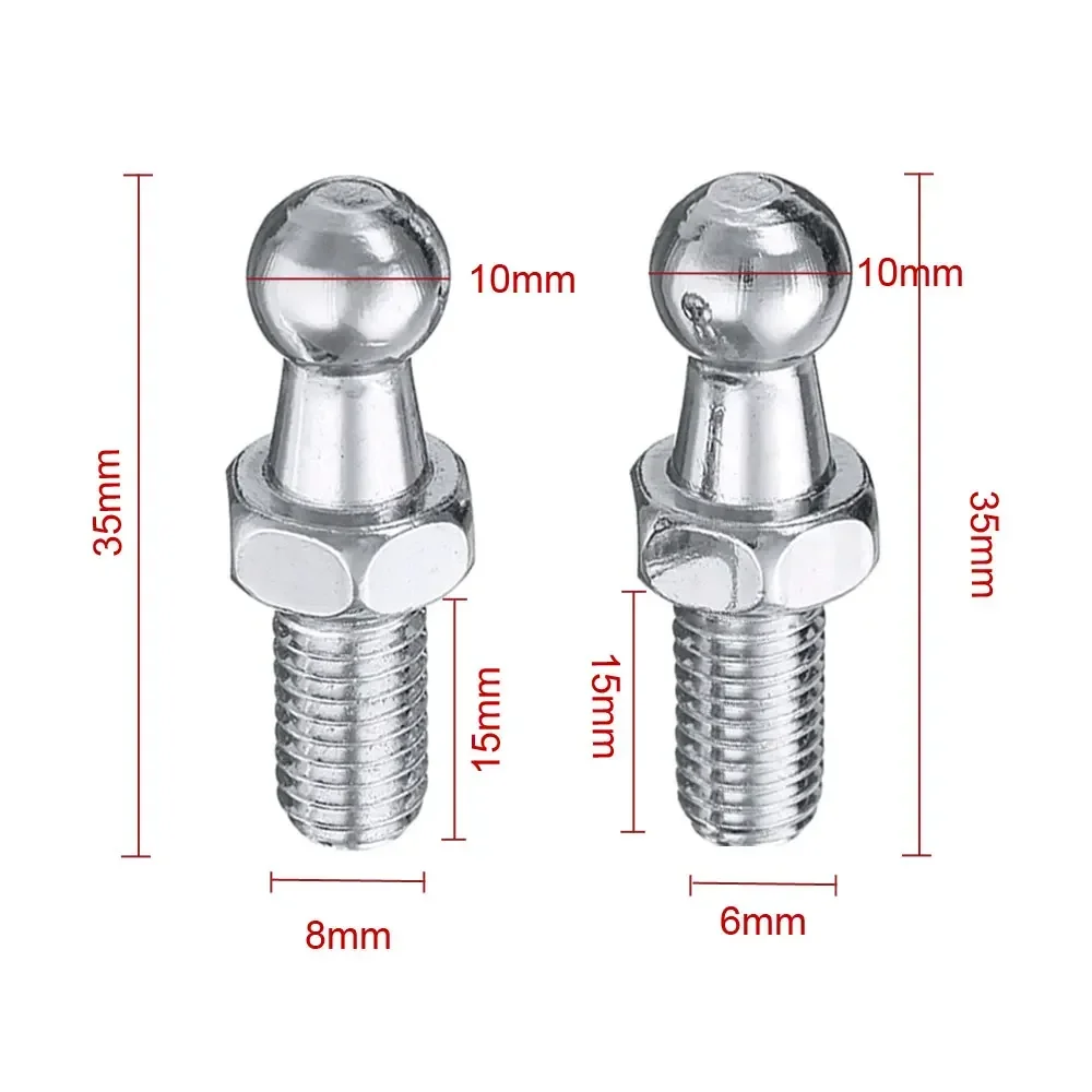 2Pcs M6/M8 Universal Gas Strut Rod End Fitting Ball Pin Connector Joint Valve Thread Head for Car Front Bonnet Trunk Boot Home