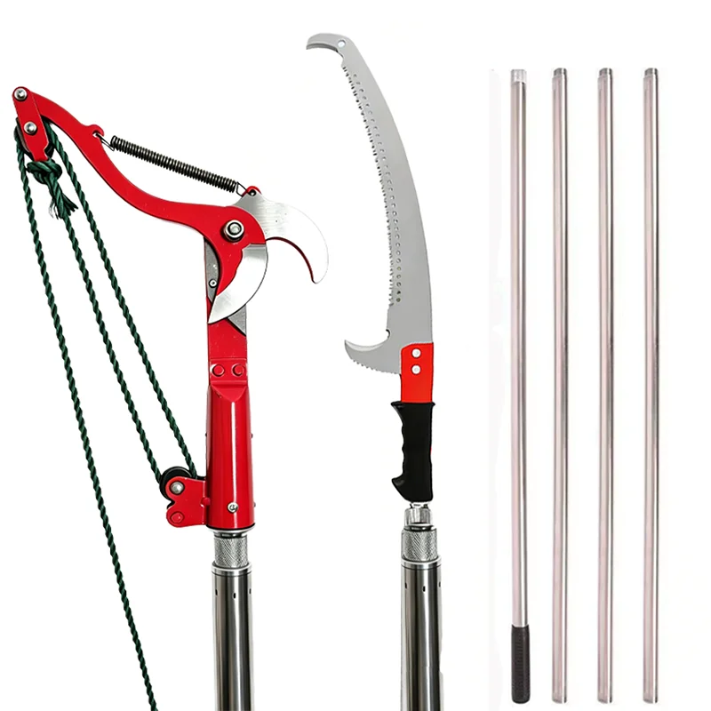 Stainless steel extension pole high-altitude branch pruning saw, long-handled tree-cutting saw, garden pruning shears adapter