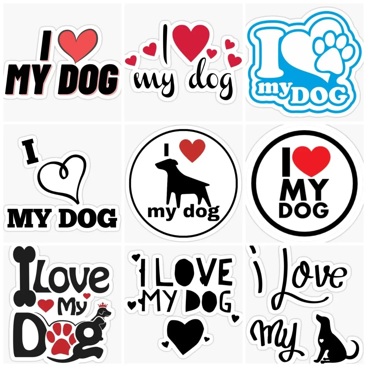 

I Love My Dog Creative Pets Sticker Window Laptop Wall Car Truck Glass Door Helmet Racing Camper Waterproof Decal Customizable