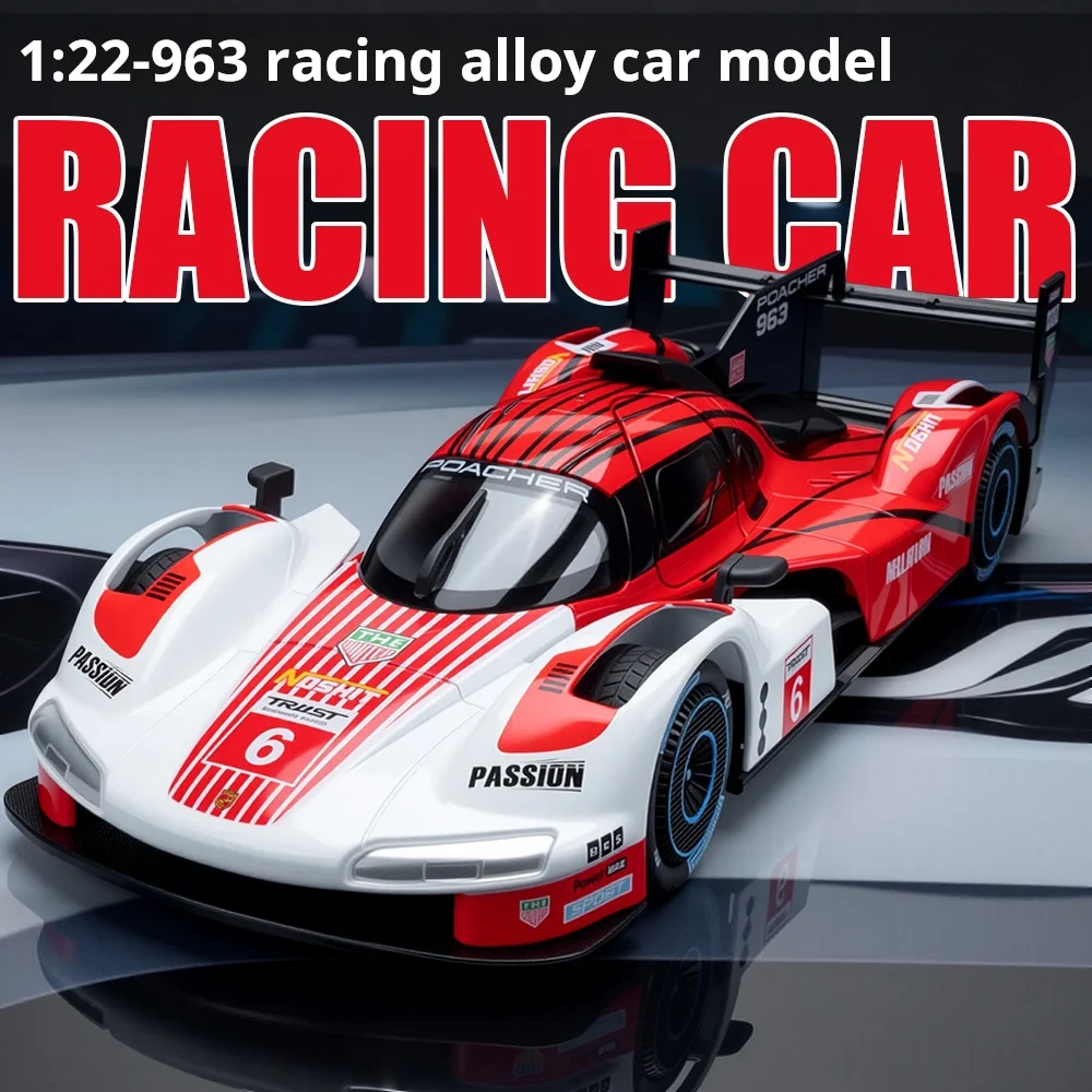 

1: 22 Racing Edition Cast Aluminum Car Racing Model for Porsche 963 Ornament Toy Collection Toy Children's Gift