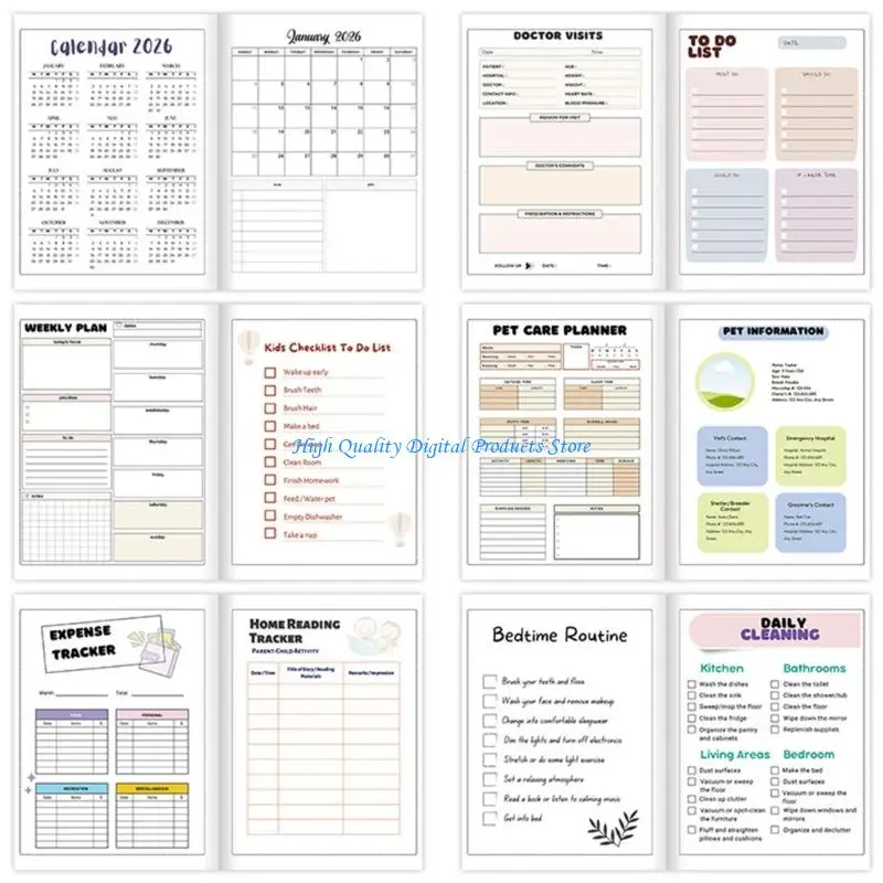 U2JE Educational Weekly Planner For Students Compact With Reward System Checklists