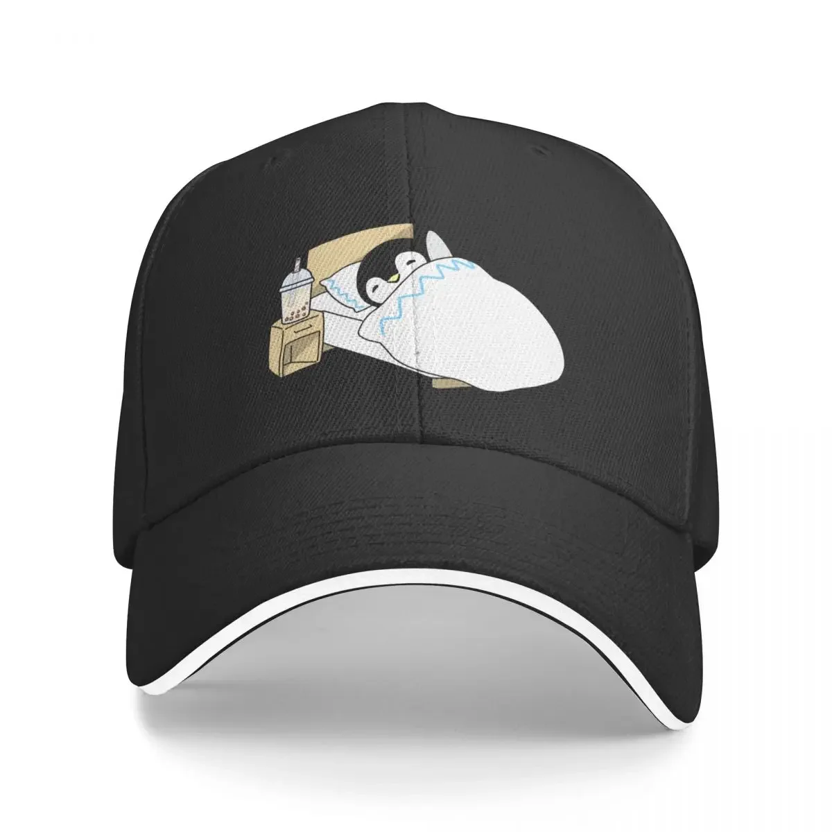 

Little Penguin Chilling in Bed with some Boba! Baseball Cap western Hat Hat Man For The Sun hard hat Caps Male Women's