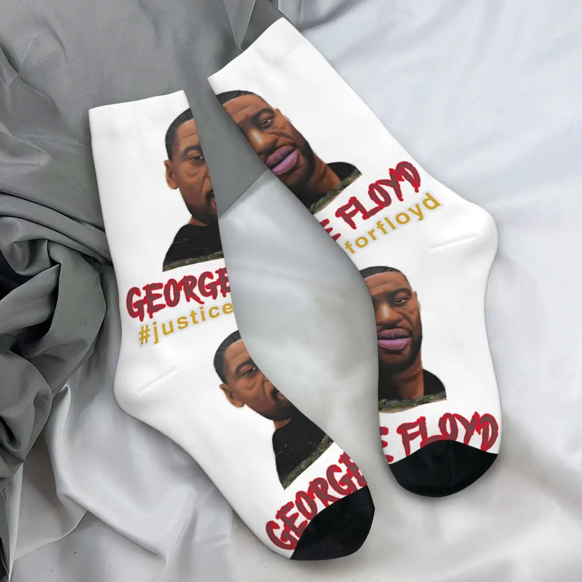 

I Can't Breathe George Floyd Socks Retro Stockings Men Soft Breathable Cycling Socks Autumn Design Non Slip Socks