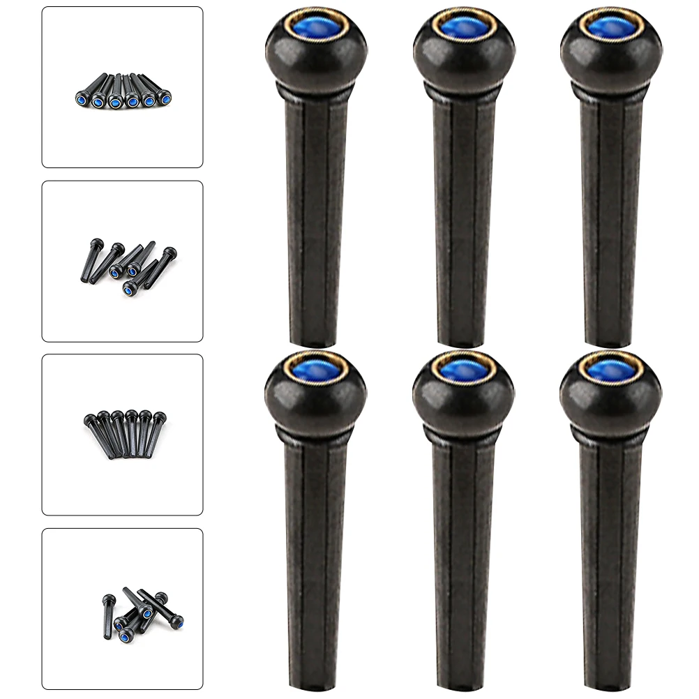 

6 Pcs Guitar Strings Acoustic Part Accessory Parts Peg Bridge Blue Black