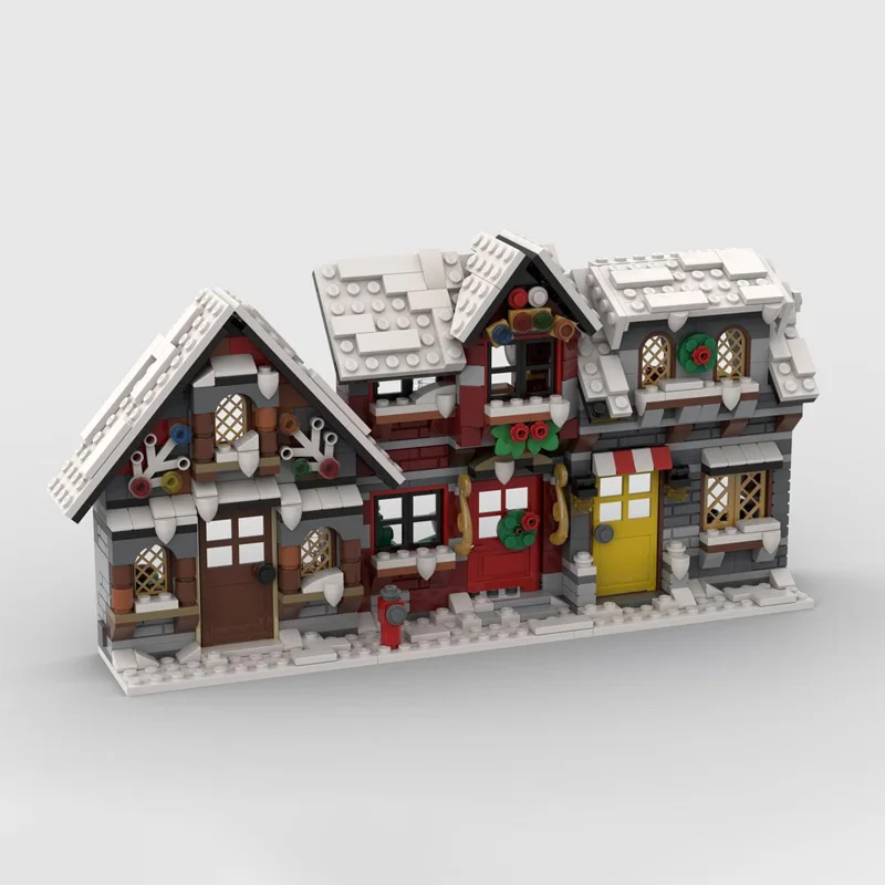 MOC building blocks Assemble toys Three Winter Cottage model 822pcs Creative Holiday gift Christmas gift for all