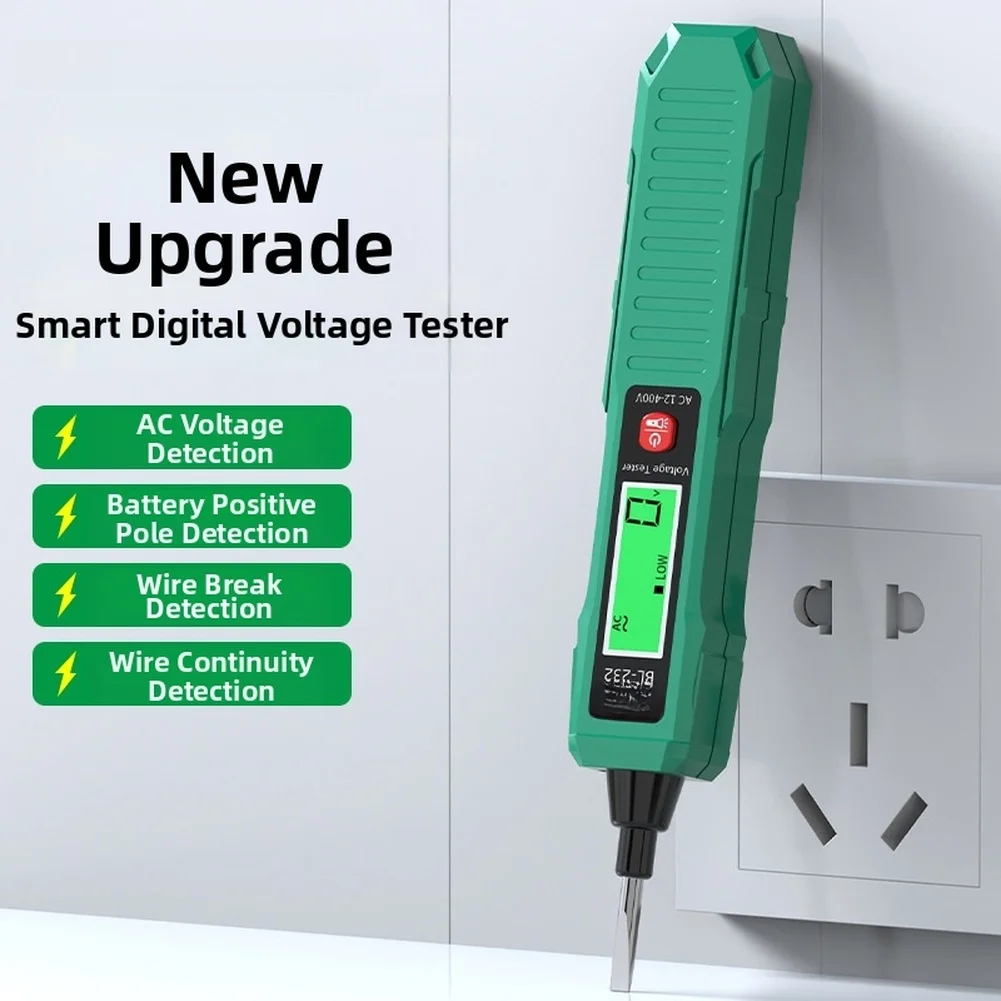 Digital Voltage Tester Pen With LCD Display Sound Light Alarm NCV Detection 12-400V Electrical Testing Tool For Electrician Work