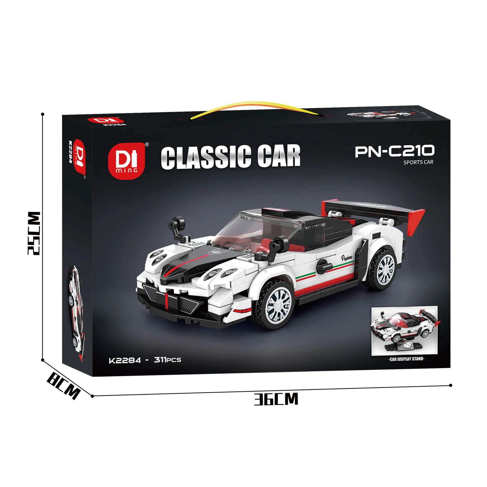 

Classic Car Model Building Blocks with Display Stand DIY Assembled Collectible Toy Racing Vehicle for Boy Birthday Gift