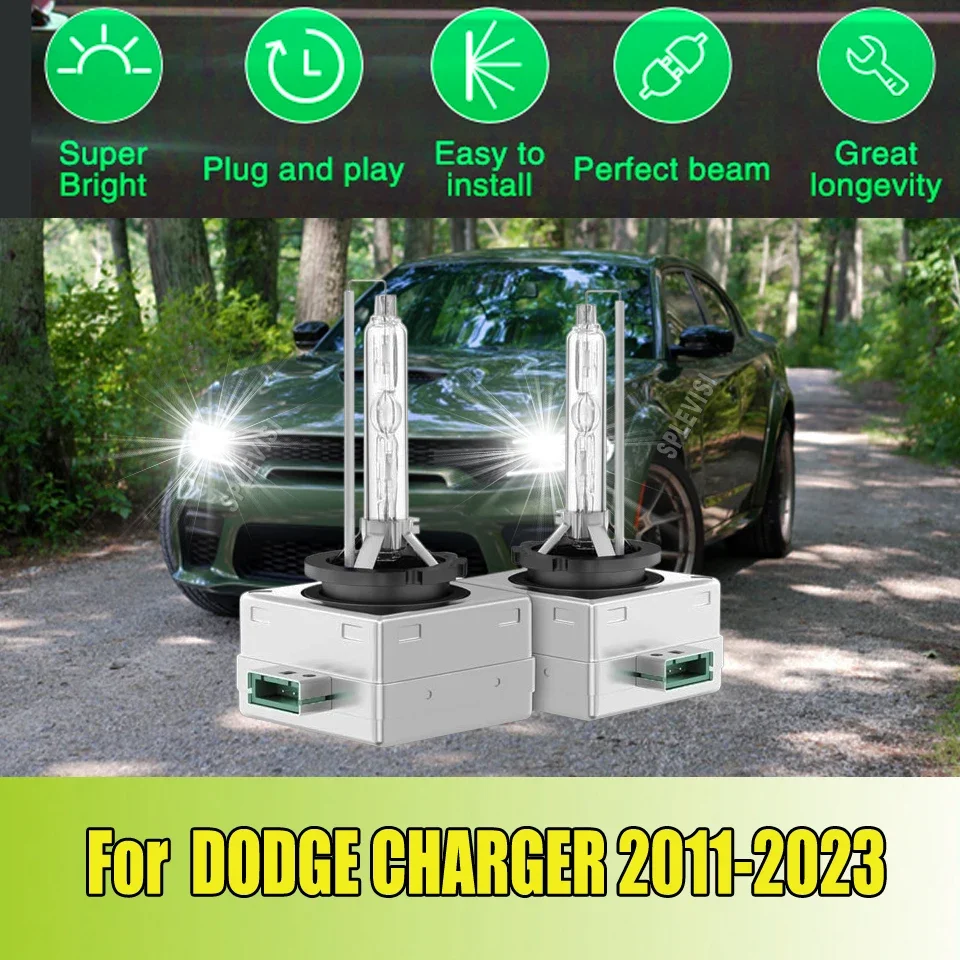 35W HID Bulb Xenon White Headlight - with a more stable light output For DODGE CHARGER 2011 2012 2013 2014 2015 2016 2017-2023