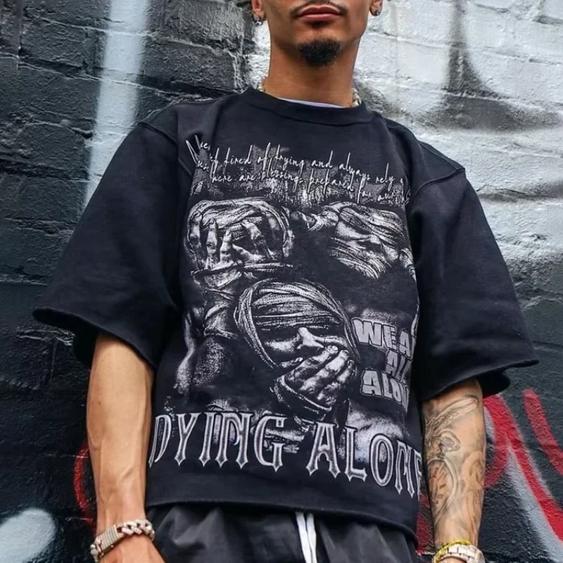 

Мы все в одном, хлопковая футболка с абстрактным принтом человеческого лица, мужская футболка Y2K с короткими рукавами, футболка большого размера, уличная женская одежда, топы