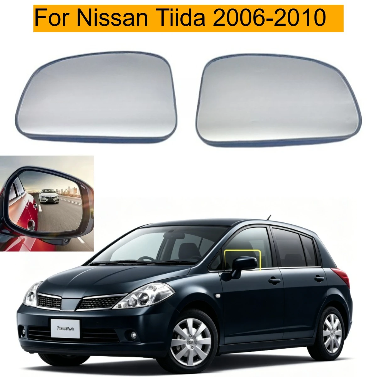 For Nissan Tiida Yida 2006 2007 2008 2009 2010 Rear View Mirror Reflector Glass Unheated