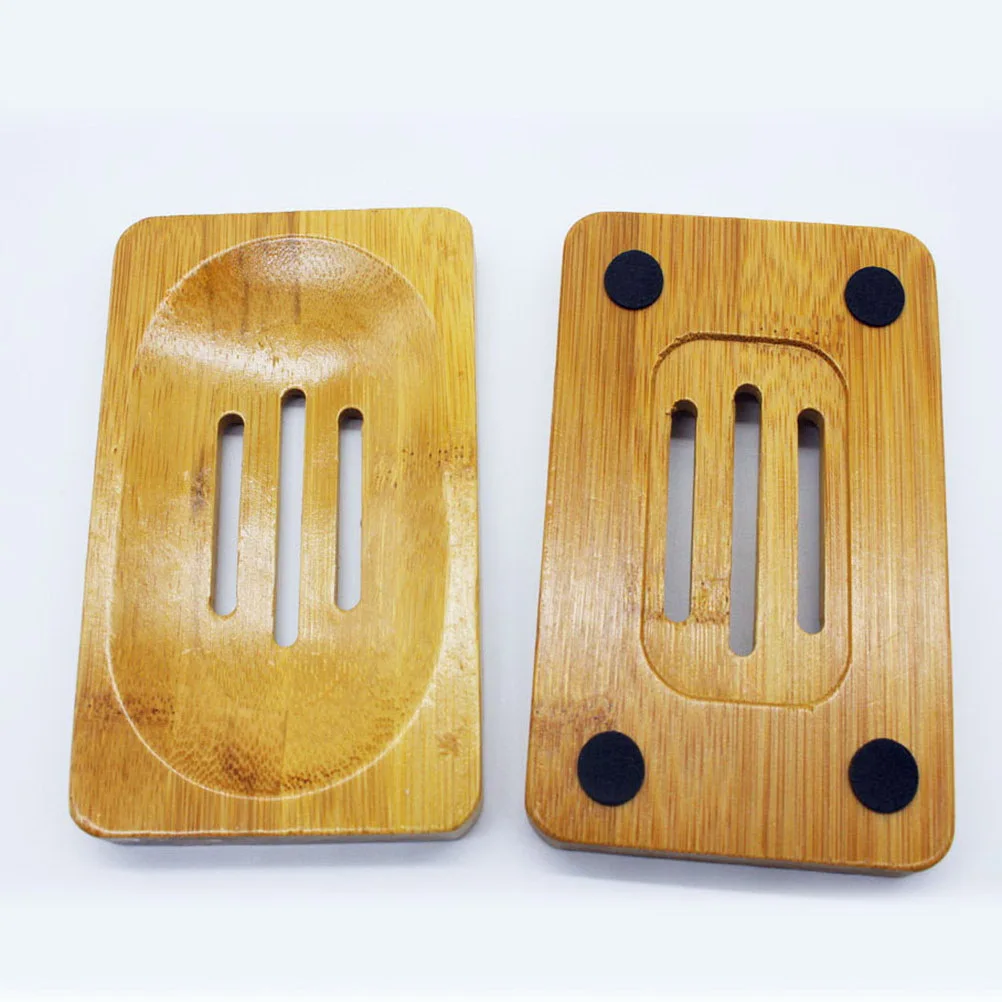 

2pcs Wooden Box Hollow Drain Design Reusable Holder For Bathroom Kitchen Hotel Travel Soap Dish Soap Tray