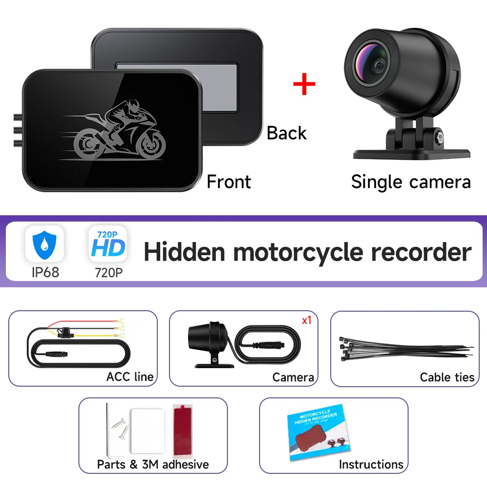 Motorfiets 720P/1080P/2K HD DVR Waterdichte IP67 Actie Camera Recorder Voor- en Achteruitkijkcamera Motorfiets Dash Cam WiFi Smart Connect