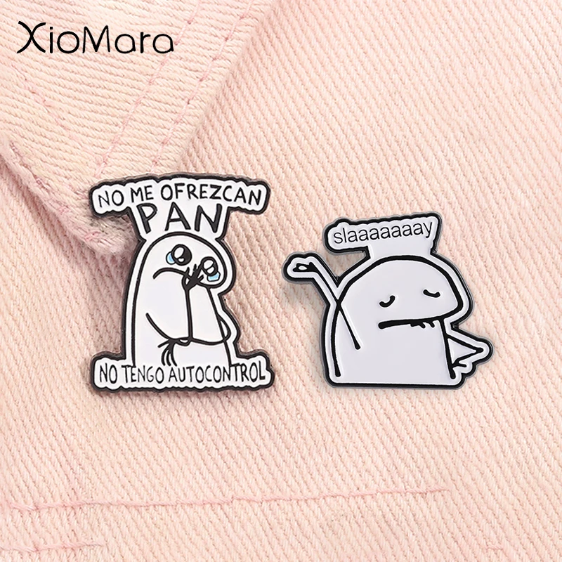 Funny Spanish Quote Enamel Pin No Me Ofrezcan PAN No Tengo Autocontrol Creative Brooch Lapel Badge Jewelry Gifts for Friends