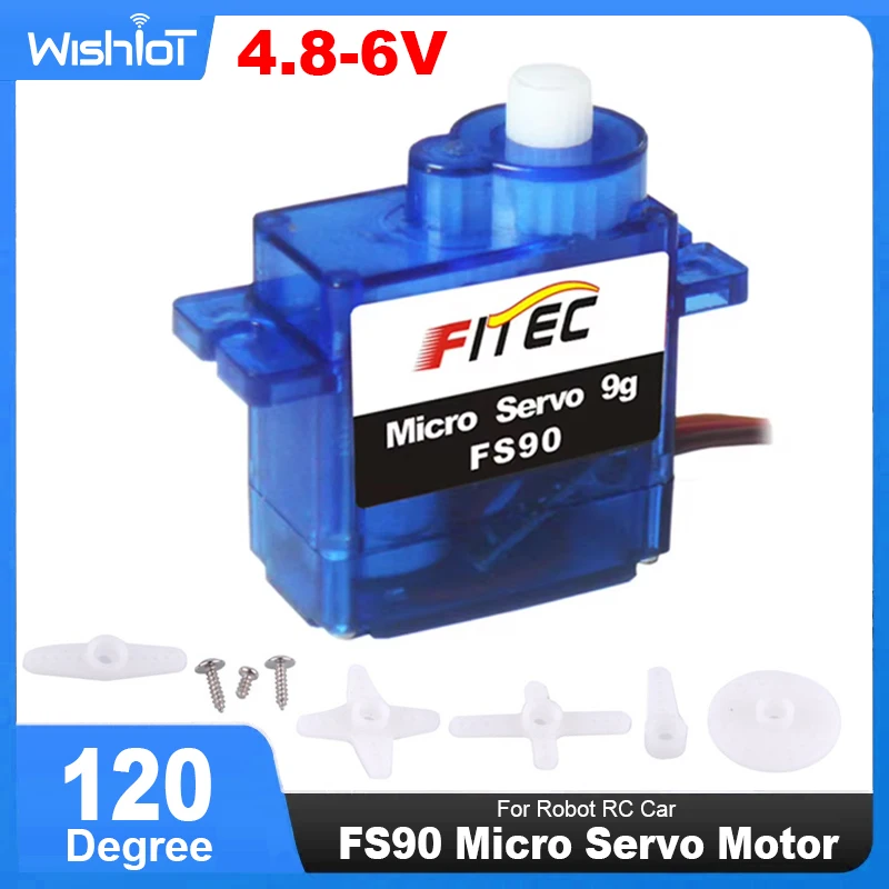 Feetech FS90 Micro Servo Motor 4.8V 6V Servo Arm 120 Degree for Remote Control Helicopter Drones Arm RC Cars DIY Robot Toy 9g