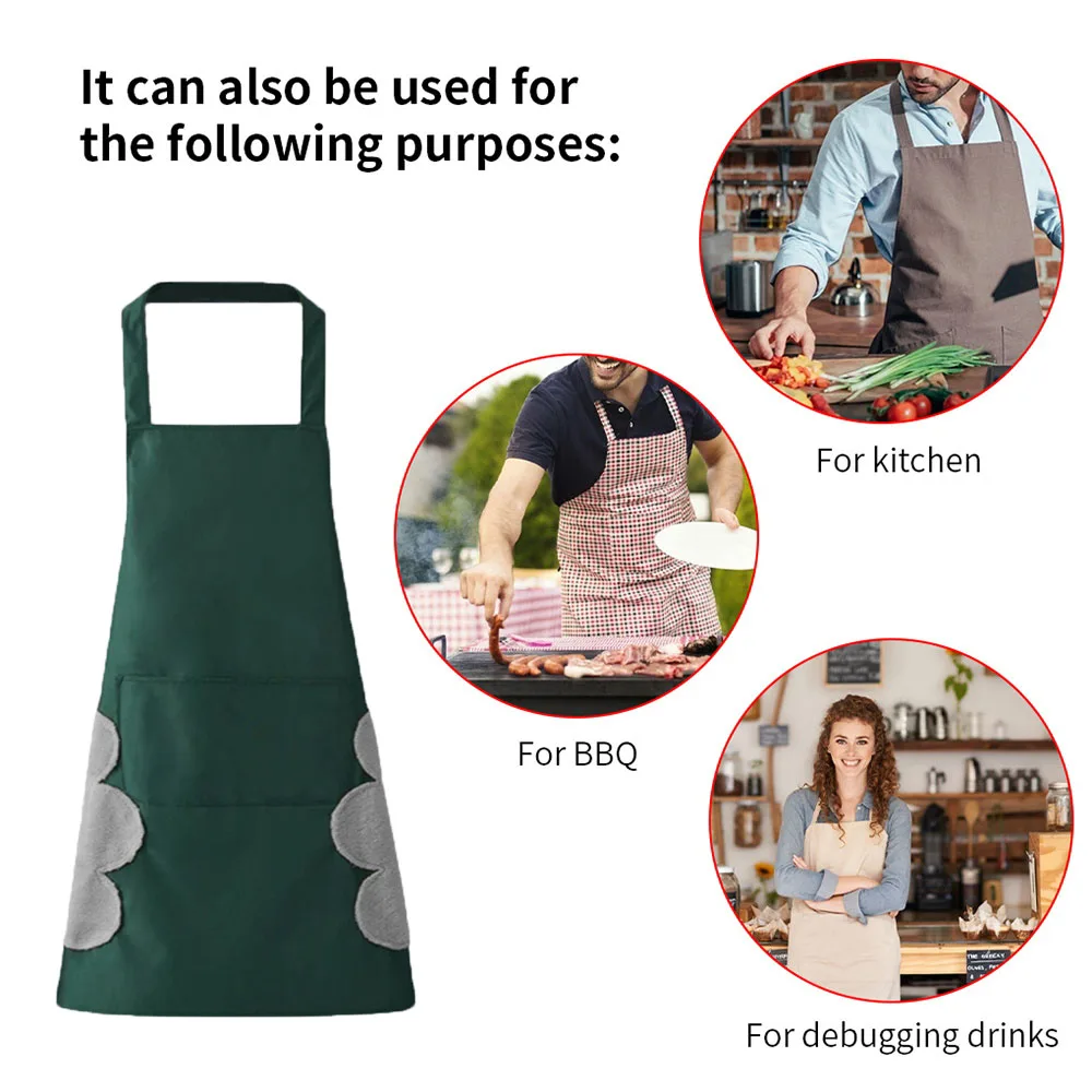 New Fashion Kitchen Aprons for Woman Men Chef Work Apron Waterproof Clean Uniform Avocado Pattern Beauty Wipe Hand Overalls