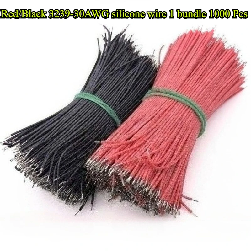 

1000pcs/lot High Temperature Silicone Wire 3239 Battery Power Conductive Welding Harness Double-headed Tinned AV Wire 30AWG