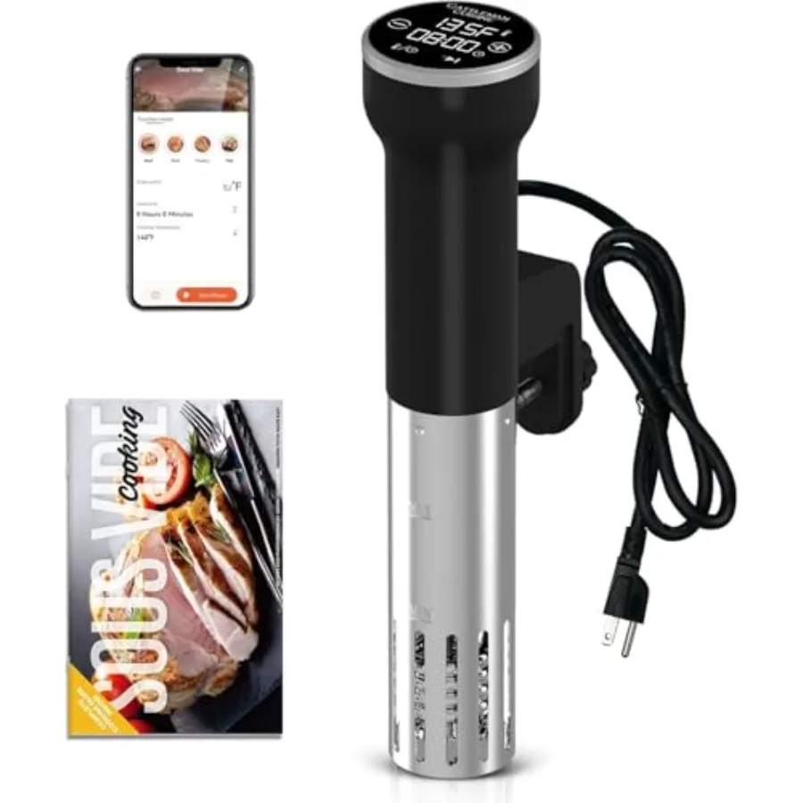 

Погружной циркулятор Sous Vide Wi-Fi 1000 Вт, водонепроницаемый IPX7, с точным контролем температуры и времени, Suvee Cooker