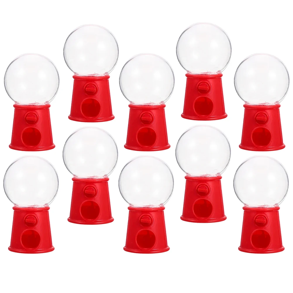 

10pcs Candy Machine Kids Vending Toy Bright Red Mini Gumball Gifts Party Favor Container Reusable Plastic Sweet Dispenser Safe