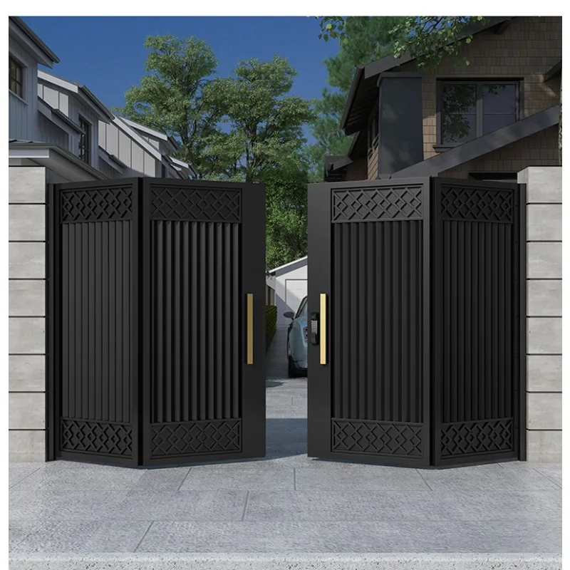 FOB الحديثة سبائك الألومنيوم فيلا فناء بوابة الأمن باب مزدوج الحديد الفولاذ المقاوم للصدأ غير قابل للصدأ في الهواء الطلق