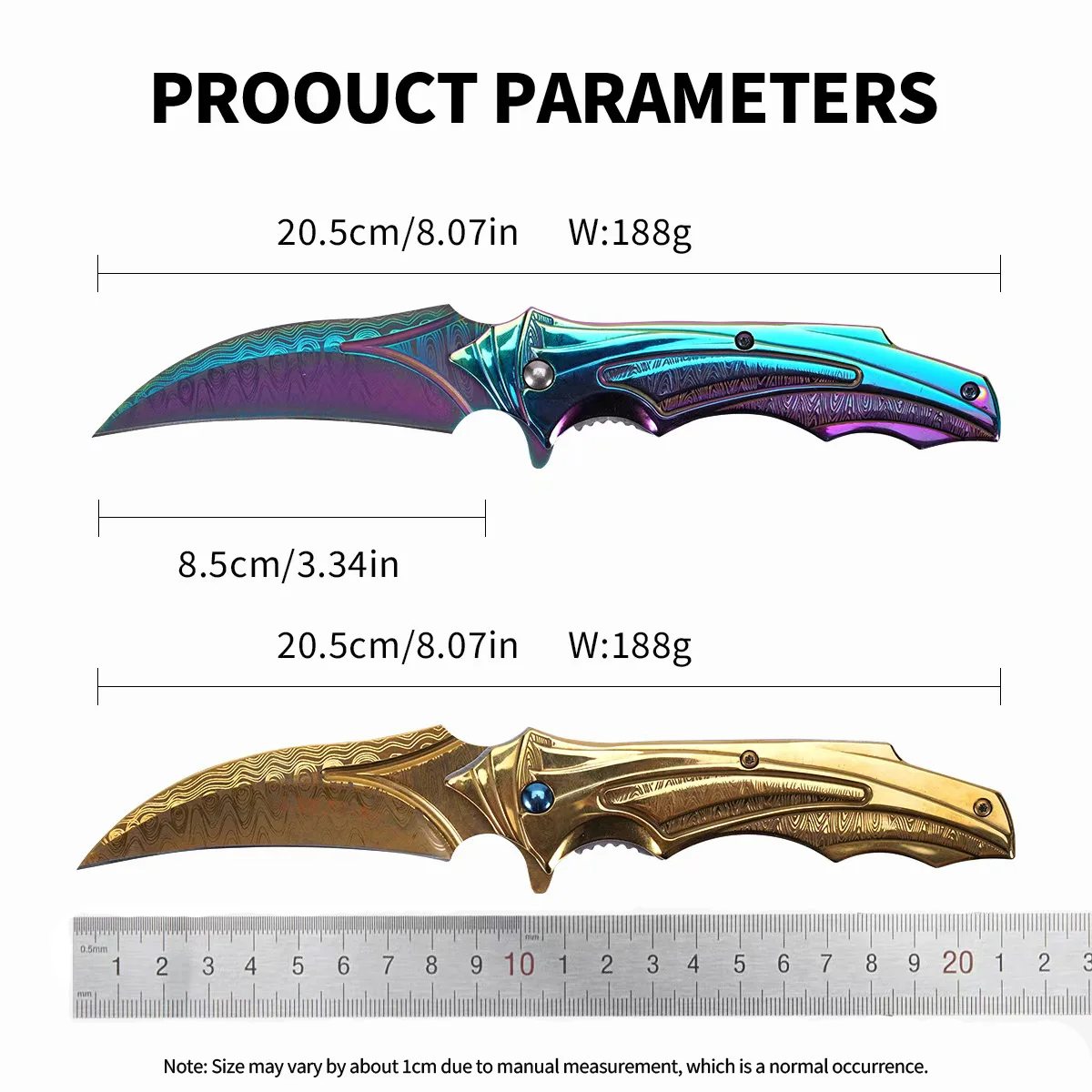 Ostry nóż składany ze stali nierdzewnej: męski taktyczny składany nóż wielofunkcyjny EDC, nóż do owoców z wyjątkowym, unikalnym wzorem. Idealny na kemping, wędrówki, eksploracje, do codziennego użytku, na ryby. Idealny prezent na Walentynki, Dzień Ojca itp.
