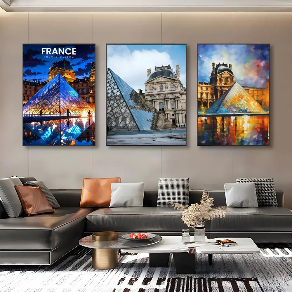 Grand Louvre Museums Poster Modern art bathroom wall poster waterproof frameless decorative gift
