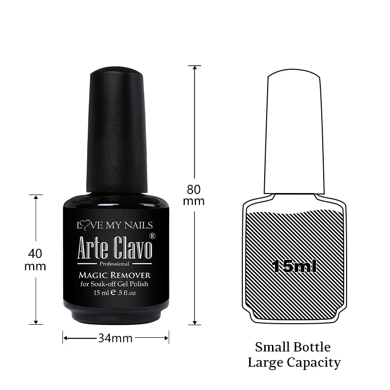 Arte Clavo 15ML Magic Remover Nail Polish Remover All For Manicure Healthy Nail Cleaner Degreaser UV Gel Nail Polish Remover