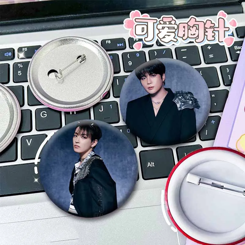 KPOP ATEEZ Round Brooch Singer Badge Handmade Tinplate Soft Button Pins DIY Backpack Clothes Accessories Fans Collection Gifts