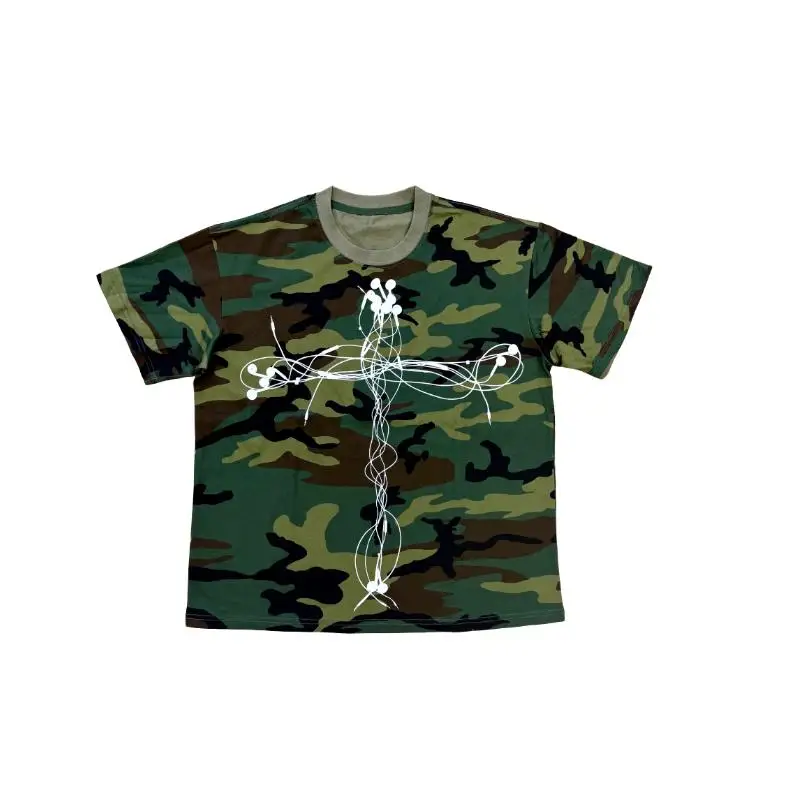 New Men EARPHONES CAMO Cross Heavy T Shirts T-Shirt Hip Hop Skateboard Street Cotton T-Shirts Tee Top US Size #F15