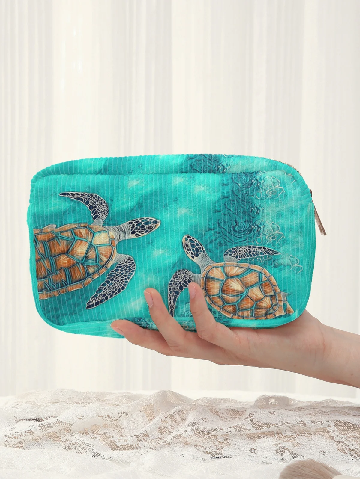 

Косметичка с рисунком черепахи, дорожная сумка для умывания большой вместимости, женская сумка для хранения косметики