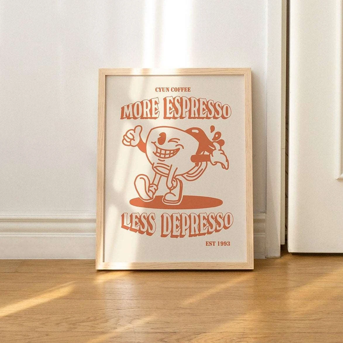 More Espresso Less Depresso Cartoon Wall Art Prints Canvas Painting Poster Picture For Living Children Room Home Decor Gift