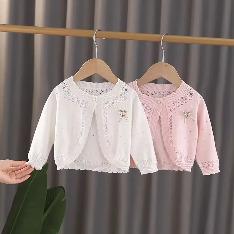 Girls' Sweater Jacket For Autumn And Winter 2024 New Style Baby Knitted Cardigan Princess Children's Clothing For Spring Autumn