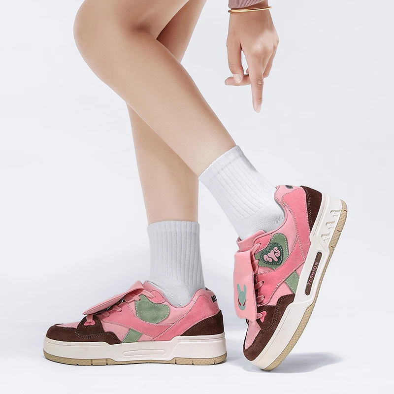 

Women's Trendy Pink Skateboarding Shoes Original Brand Casual Sneakers Designer Student Vulcanize Footwear for Ladies