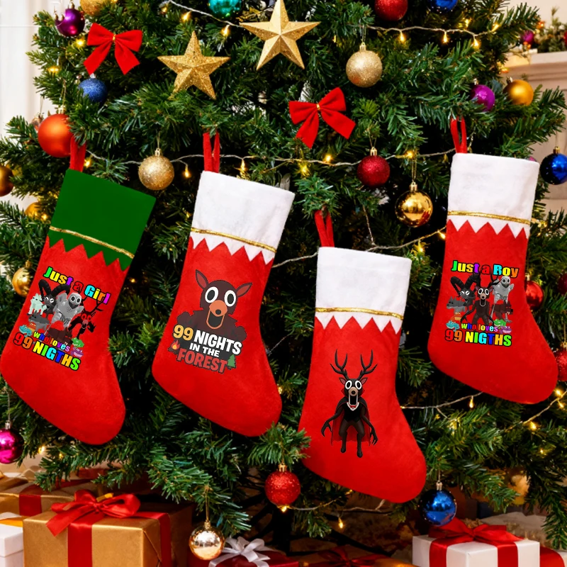 99 ليلة عيد الميلاد تخزين السنة الجديدة حفلة ديكور المنزل حقائب للهدايا في المشايا الكرتون أنيمي شجرة عيد الميلاد معلقة الجوارب #1