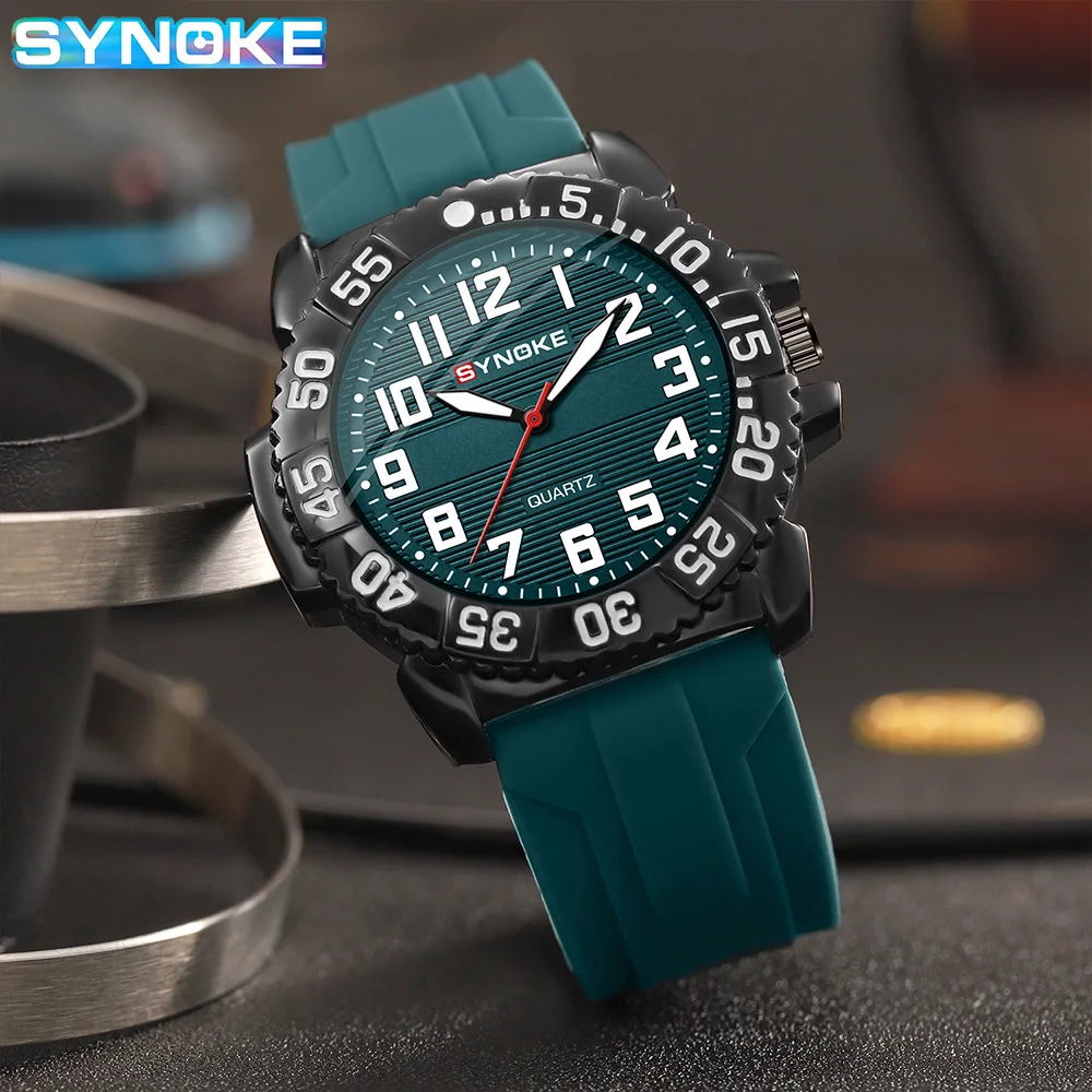SYNOKE Men Quartz Watch Style Fashion Sport Business Silicone Retro Watch For Men Watch Student Wristwatch Sports Non Mechanical