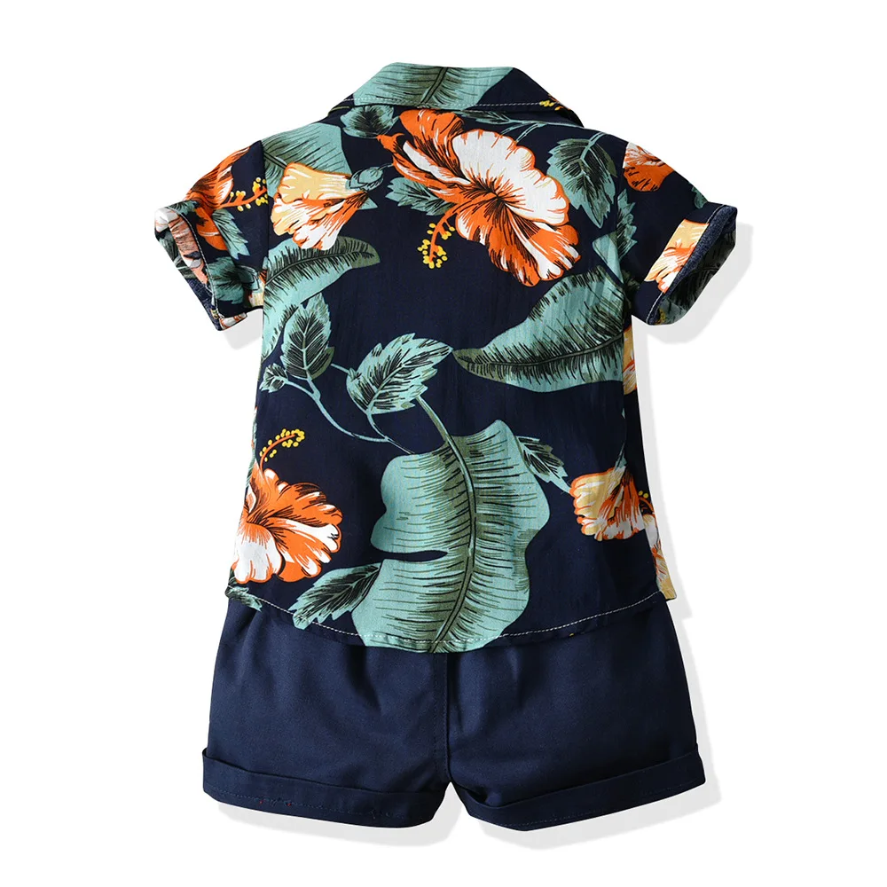 Summer Boy\'s cotton Short Sleelve Shirt and Shorts Set, Beach Style Printing Vacation Short-sleeved Shirt Dropshipping Wholesale