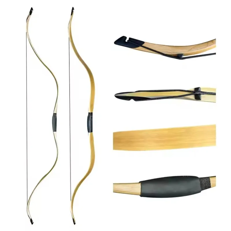 Bamboo Traditional Recursive Bow, Split Portable Bow, Outdoor Competitive Archery Practice Bow and Arrow Set