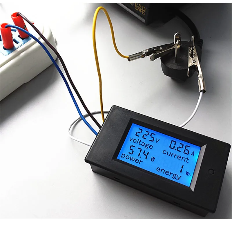 4 w 1 woltomierz cyfrowy amperomierz miernik napięcie prądu licznik energii miernik AC 80-260V 20A 100A watowy miernik mocy niebieski