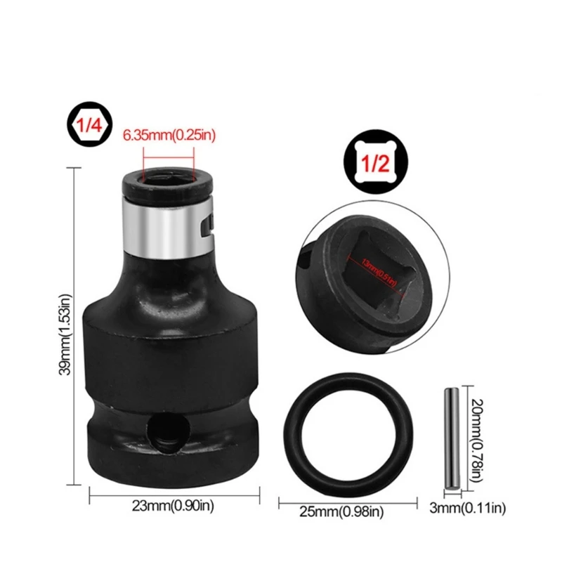 1/2-Inch Square Drives to 1/4-Inch Socket Adapter Converters for Impact Wrenches Electric Wrench Drill Bit Adapter