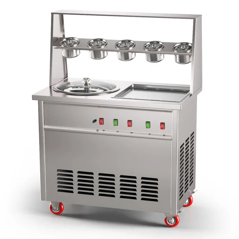 Automatische Gebakken Yoghurt Machine Kraam Dik Gesneden Gebakken Ijs Machine Gebakken Ijs Pap Machine Gebakken Ijs Roll Machine