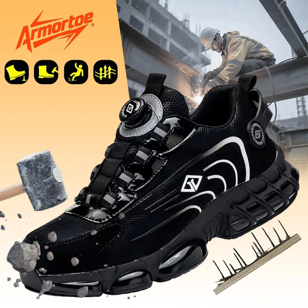 

ArmorToe Swivel Buckle Steel Toe Anti-smash Anti-stabbing Safety Shoes Wear-resistant Non-slip Work Shoes #Armor2541