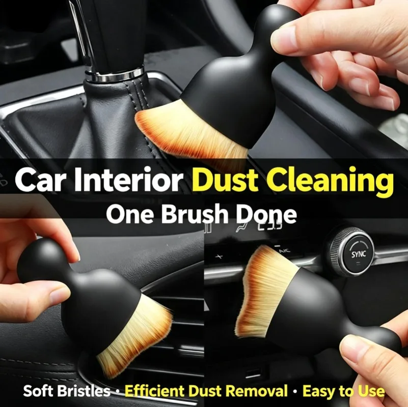 Short Size Soft Bristle Car Interior Gap Brush Auto Detailing Cleaning Tool For Vehicle Dashboard Air Vent