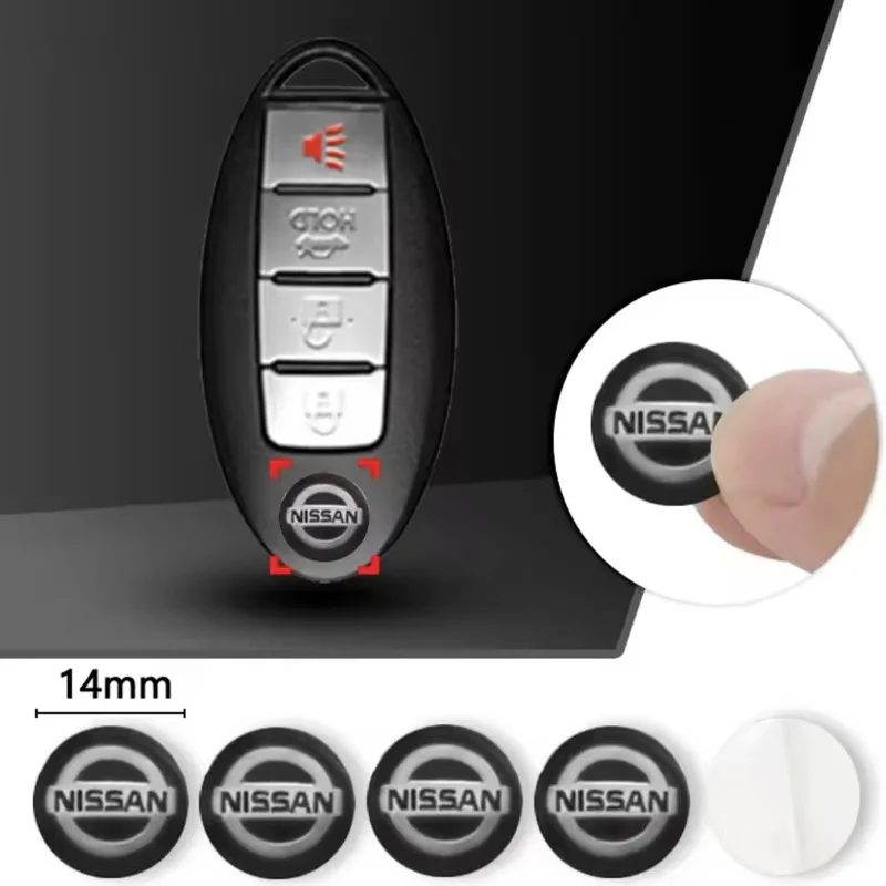 

5/10Pcs 14mm Aluminum Car Remote Control Key Shell Emblem Sticker For Nissan Qashqai j10 j11 x Trail t32 t31 Tiida NOTE Juke