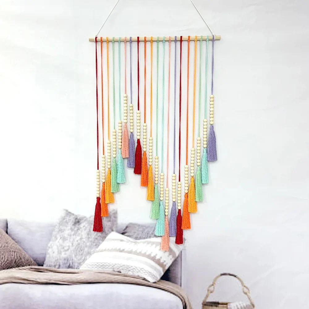 

Nordic style new colorful fringed hand-woven tapestry children's room pendant home wall background decoration wall hanging