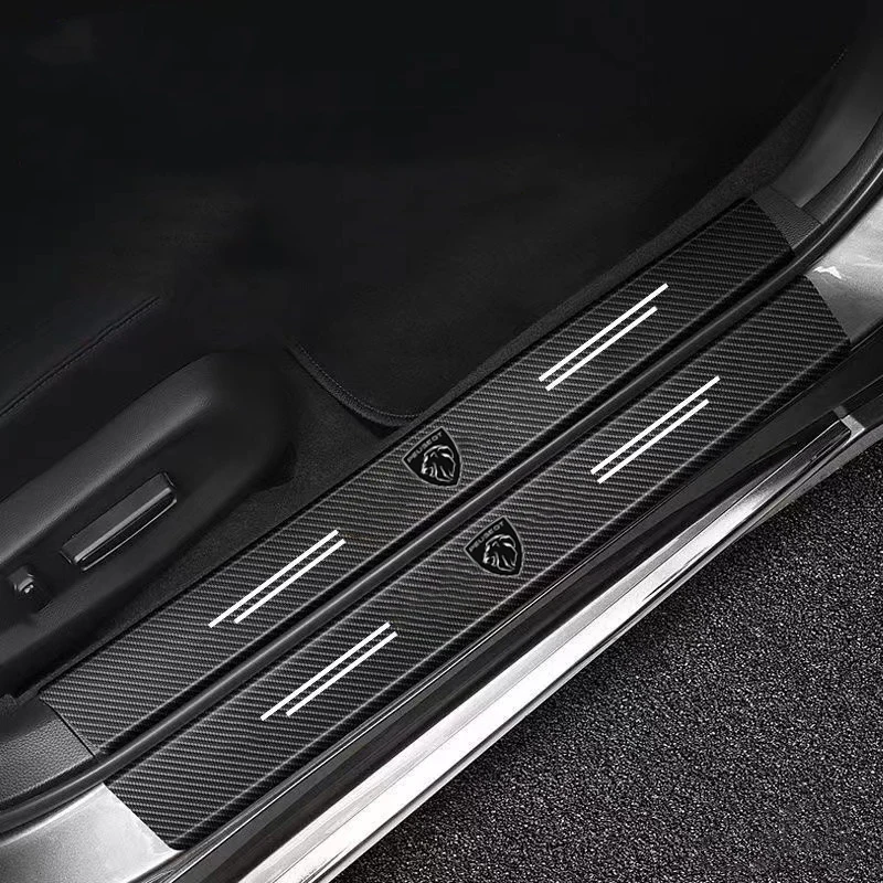 Car door sill strip sticker Carbon fiber texture Protect car pedal Suitable for Peugeot GT LINE 206 308 106