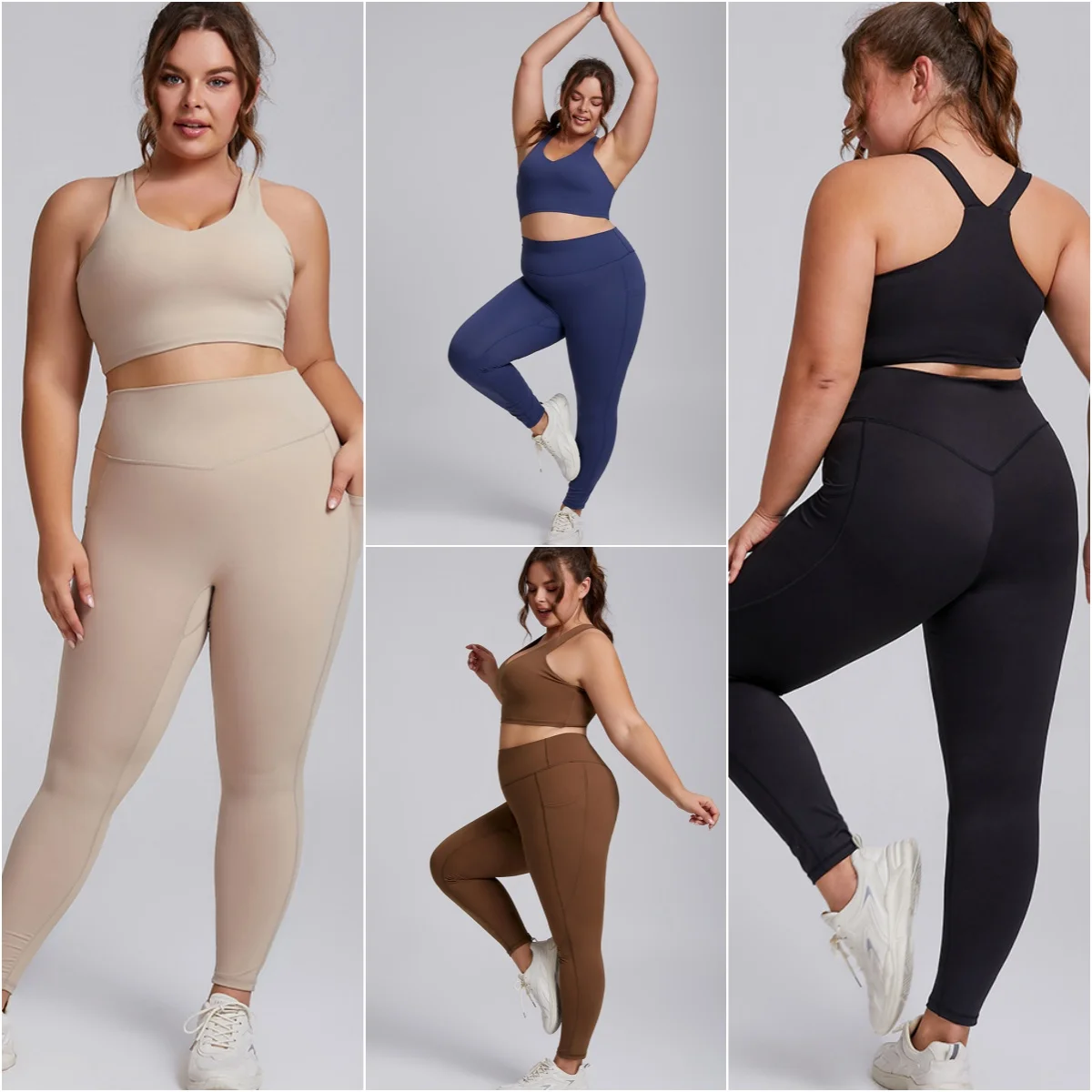 Kobiety zestaw gimnastyczny Plus Size do ćwiczeń z kręconymi stanik sportowy legginsami do jogi dres Oversize XXXL rozszerzony rozmiar odzież damska